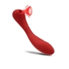 MILRA Şarjlı G-Spot Uyarıcı ve Klitoris Emiş Güçlü Kıkırdaklı Bükülebilir Vibratör - Kırmızı