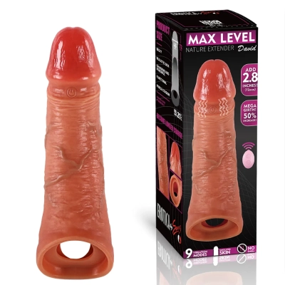 David - Uzaktan Kumandalı Şarjlı Güçlü Titreşimli Ultra Realistik Uzatmalı Penis Kılıfı