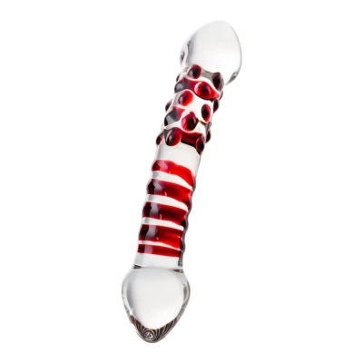 Neo Glass Çift Taraflı Lüx Cam Dildo Soğuk Sıcak His Eğik Cam Anal Plug