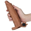 5 CM Dolgulu Gerçekçi Melez Et Dokulu Klitoris Uyarıcı Titreşimli Penis Kılıfı - Pleasure X-Tender