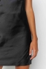 Siyah Yırtmaçlı Mini Saten Elbise Gecelik