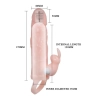 BRAVE MAN Uzatmalı Klitoris ve G-Spot Uyarıcı Titreşimli 2 in 1 Silikon Penis Kılıfı - Ten Rengi