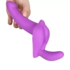 CHARM Uyarıcı Tamponlu Ultra Yumuşak Çift Taraflı Kemerli Silikon Dildo Penis - Mor