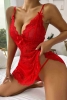 Dantel Gecelik Babydoll İç Giyim Kırmızı Fantezi Külot - 2606