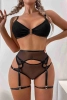 Fantezi Jartiyer Takım Seksi Sütyen Külot Siyah - 2663
