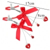 Kırmızı Kurdeleli Kalp Charm Göğüs Uyarıcı Meme Ucu Klipsi Red Ribbon Nipple Clamps