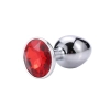 Kırmızı Mücevher Taşlı Paslanmaz Çelik Anal Plug - Silver