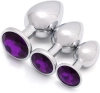 Mor Mücevher Taşlı Paslanmaz Çelik Metal Anal Plug Set