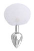 Paslanmaz Çelik Beyaz Tavşan Kuyruklu Pürüzsüz Silver Bunny Tail Metal Anal Butt Plug