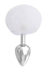 Paslanmaz Çelik Beyaz Tavşan Kuyruklu Pürüzsüz Silver Bunny Tail Metal Anal Butt Plug