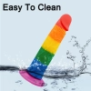 Pride Special Edition Dildo 18.5 CM - Gökkuşağı Renkli Silikon Ultra Realistik Yapay Penis Testissiz Vibrator