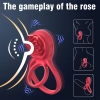 Rose Double Ring - Gül Tasarımlı Klitoris Uyarıcı Titreşimli Testis ve Penis Halkası