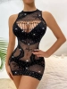 Seksi İç Çamaşırı Parıltılı Elmas Taşlı Erotik Dar Elbise