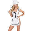 Sens Beyaz  Seksi Chef Görünümlü Kurdele Detaylı Arkası Açık Fransız Model Aşçı Erotik Fantezi Kostüm