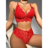 Sens Erotik Ateş Kırmızı Seksi Dantel ve Fiyonklu Arka Kısmı Kalp Şekilli Açık Fantazi Alt Üst Takım