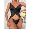 Sens Fantazi Siyah Seksi Dantelli Büstiyer Tanga Görünümlü Erotik Şık Jartiyer Takımı