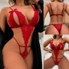 Sens Kırmızı Erotik Kadın Seksi İç Çamaşırı Dantel Fiyonklu İp Detaylı Fantazi Babydoll Gecelik Alt Üst Takım
