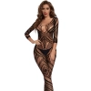 Sens Seksi İç Giyim Jakarlı Fantezi Geometrik Desenli Özel Bölgesi Açık Erotik Tüm Vücut Çorabı - 3029