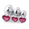 Silver Paslanmaz Metal Pembe Kalp Taşlı Anal Plug - Orta