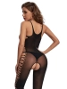Yanları Yırtık Detaylı Özel Bölgesi Açık Askılı Seksi Vücut Çorabı